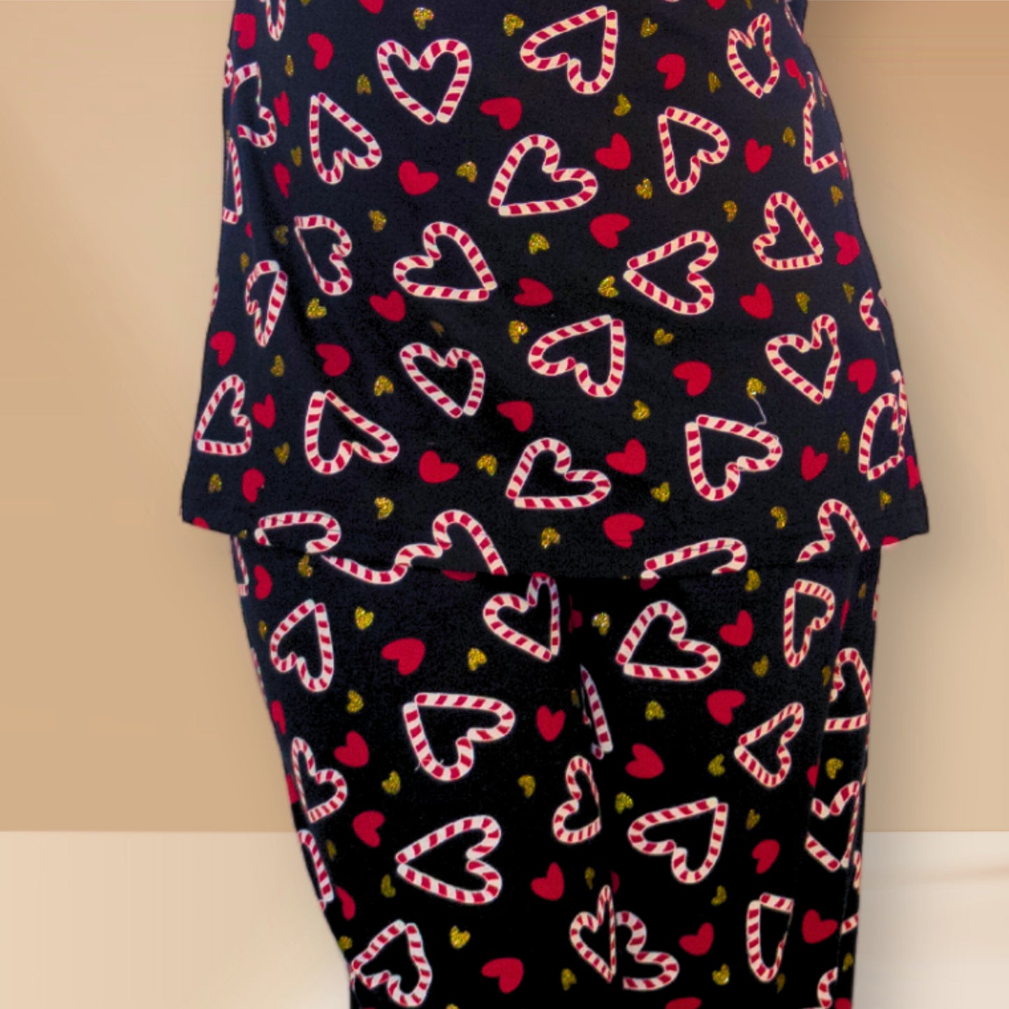 Black co-ords with heart prints