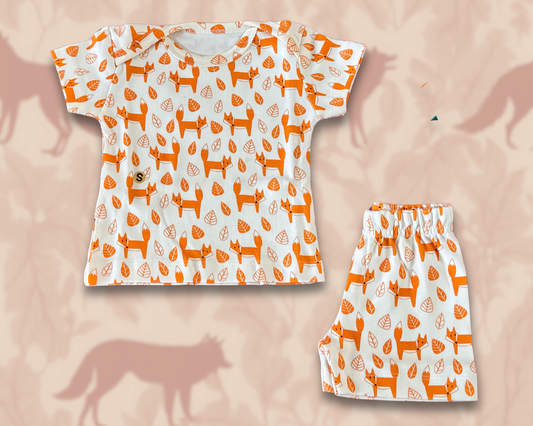 Orange Fox printed on off-white Kidswear