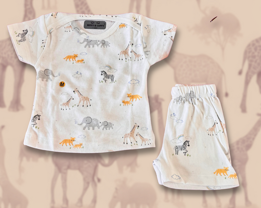 Animal prints on white kidswear set