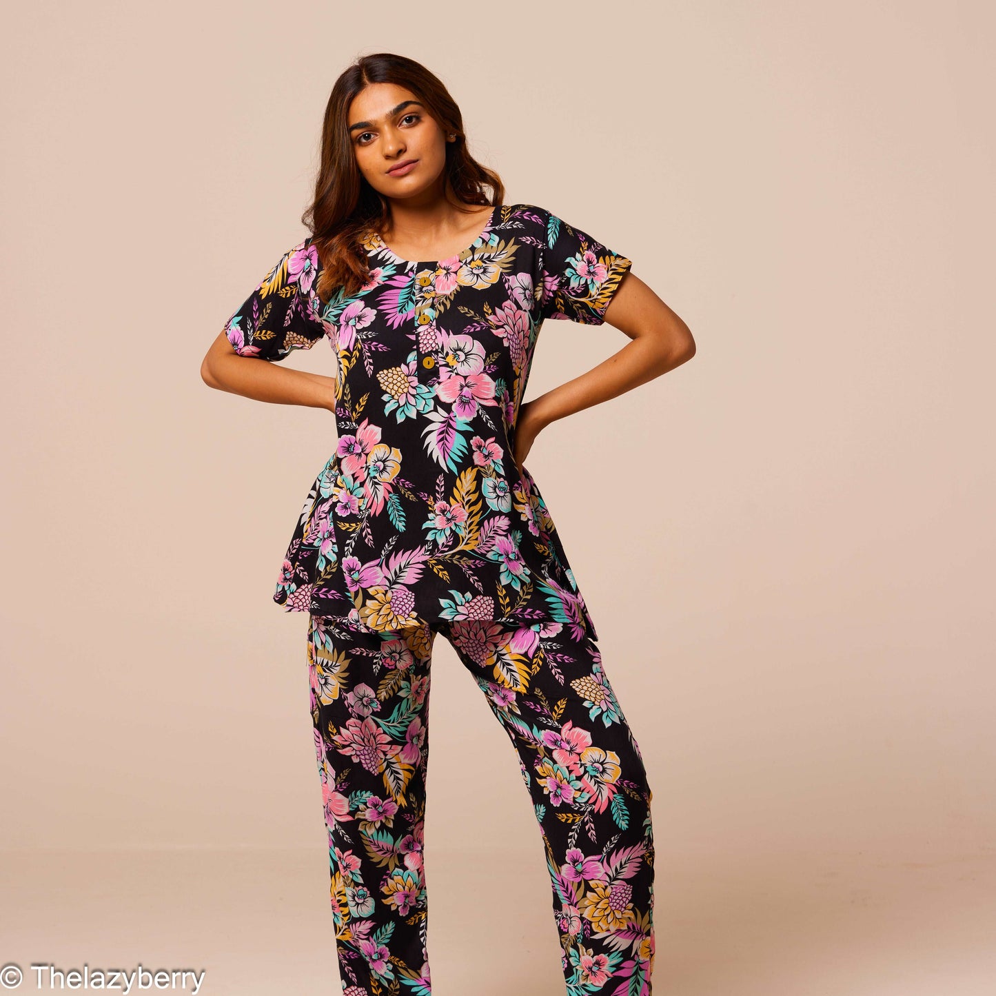 Black Colourful Floral Co-ord set