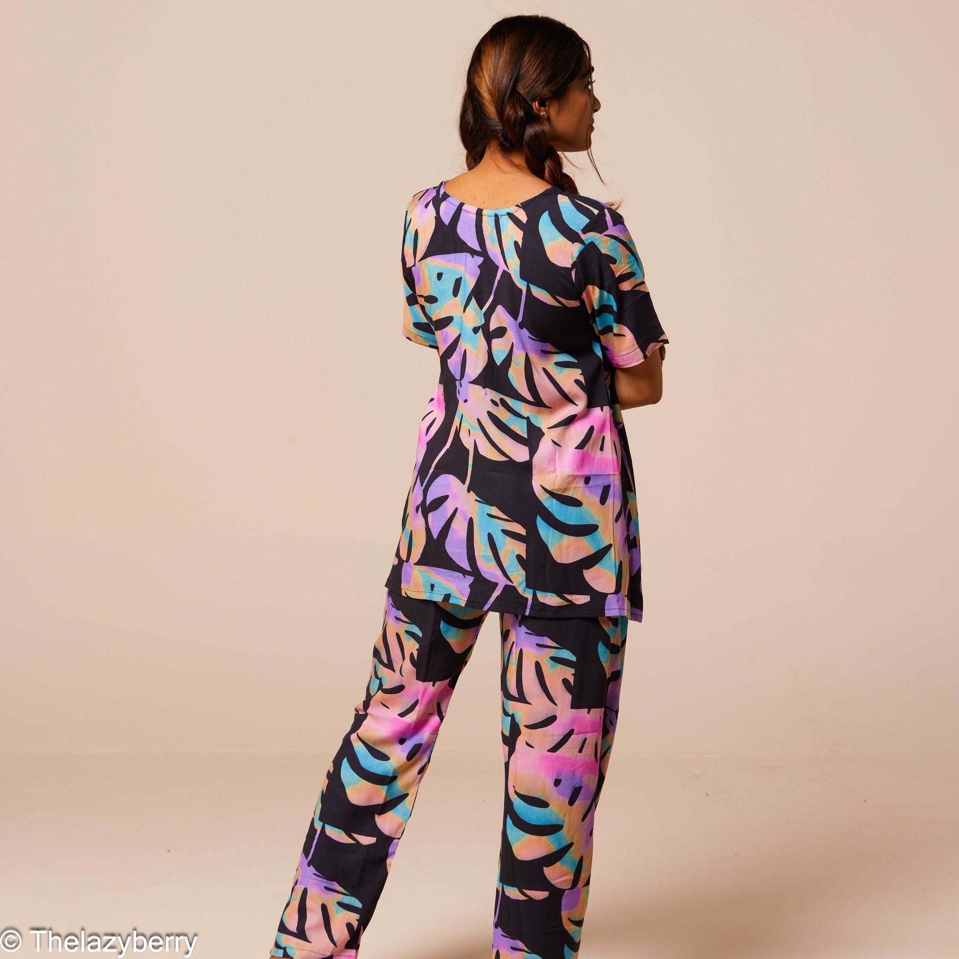 Black Tropical Leaves Co-Ord Set