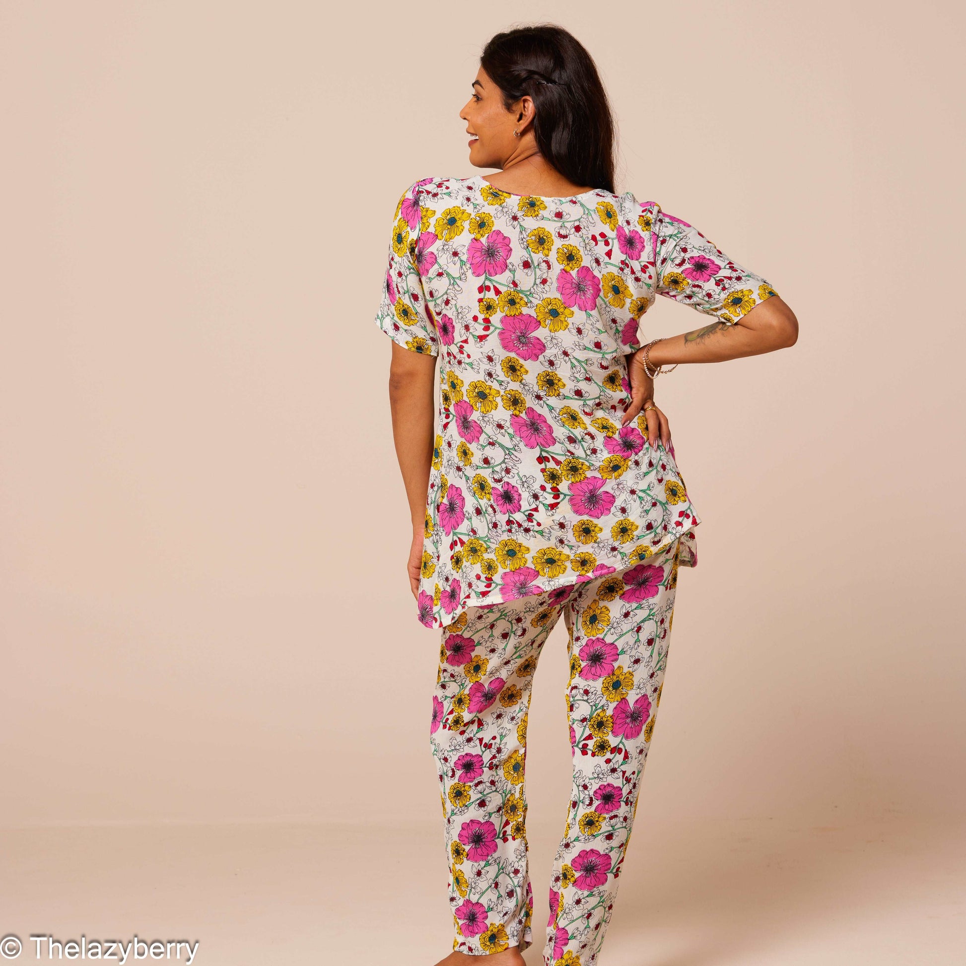 Off-white with all over floral prints Co-ord set