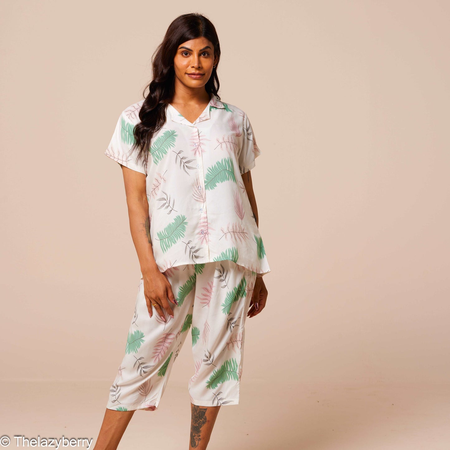 Off-White Tropical Leaves Co-ord set