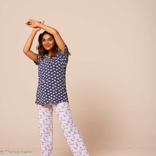 Blue tree prints and Lavender Mix & Match Nightdress.