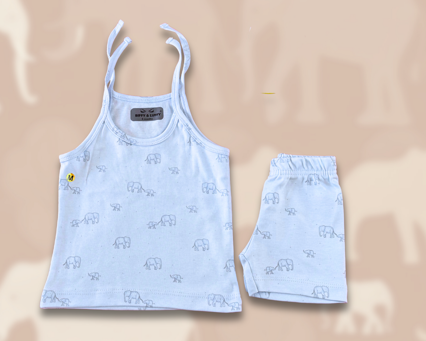 Elephant prints on blue kidswear set